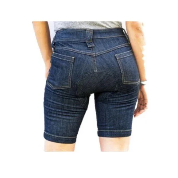 Ryb Ride Your Bike Womens Indigo Denim Jean Dark Wash Cycling Shorts US 26 - Picture 2 of 14